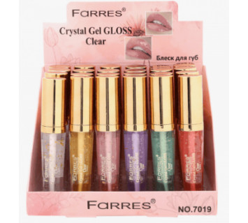 Блеск для губ Farres 7019 Crystal Gel Gloss разноцветный с золотой фольгой 5мл.