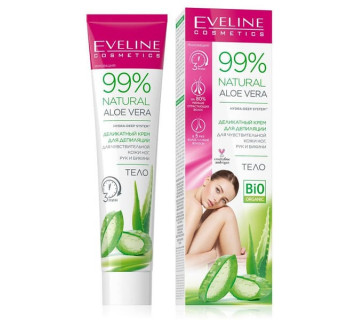 Крем для депиляции Eveline 99% Natural Алоэ Деликатный д/чувств. кожи ног, рук и бикини 125мл.