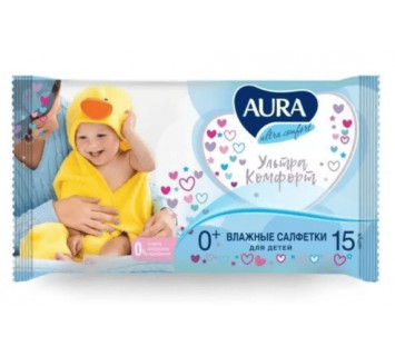 Влажные салфетки Aura Для детей 15шт.