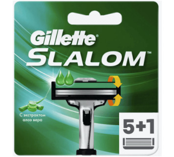 Кассеты Gillette Slalom со смазочной полоской 5+1шт. зеленый