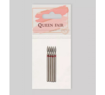 Набор алмазных фрез Queen Fair Пламя d2,5*8мм мелк зерн красн насеч 5шт.